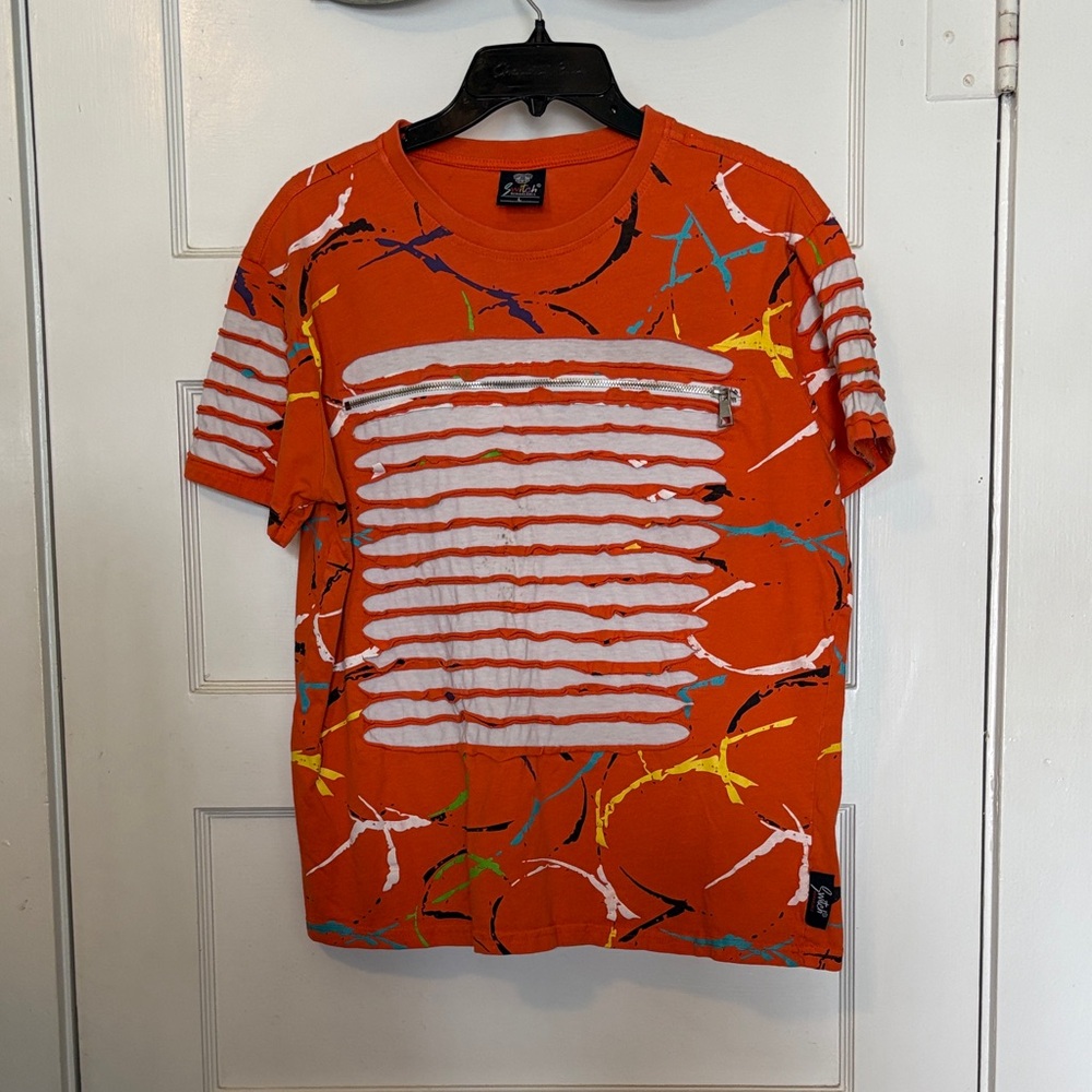 Switch Remarkable Men's Orange Graphic Short-Sleeve T-Shirt Size L